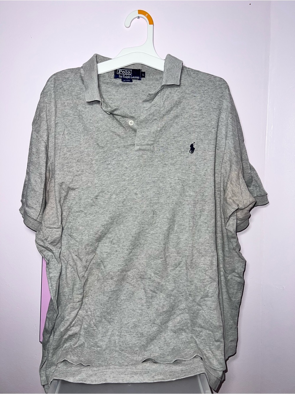 Ralph Lauren Light Gray Polo Shirt with Navy Pony